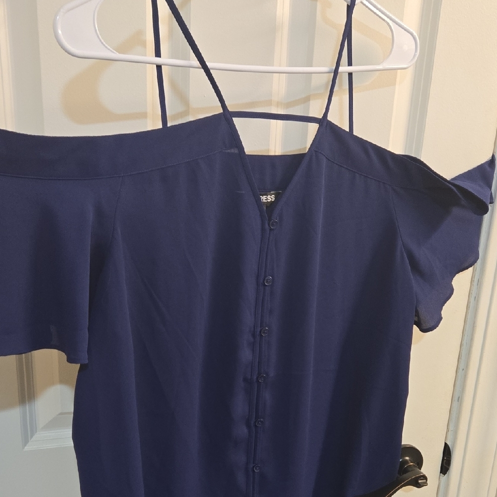 Navy Off-Shoulder Women's Top
